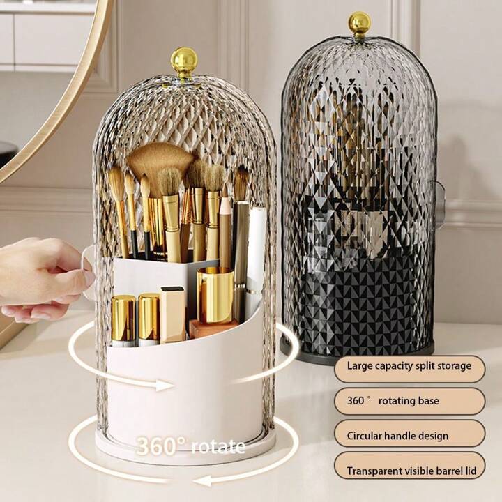 Luxury Diamond Pattern Rotating Brush Holder