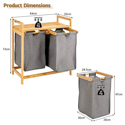 Bamboo Laundry Hamper With Dual Compartments