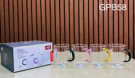 4PCS MULTI COLOUR HANDLE COFFEE CUPS,320ml