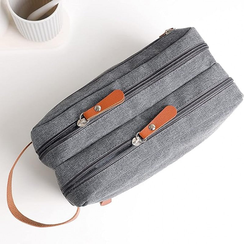 Convenient Toiletry Bag Solid Color Bag Dual Pocket