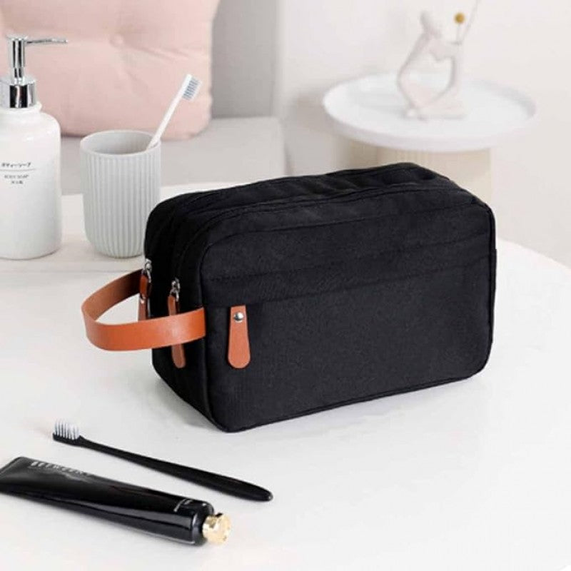 Convenient Toiletry Bag Solid Color Bag Dual Pocket
