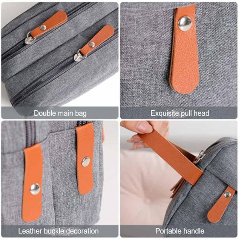 Convenient Toiletry Bag Solid Color Bag Dual Pocket