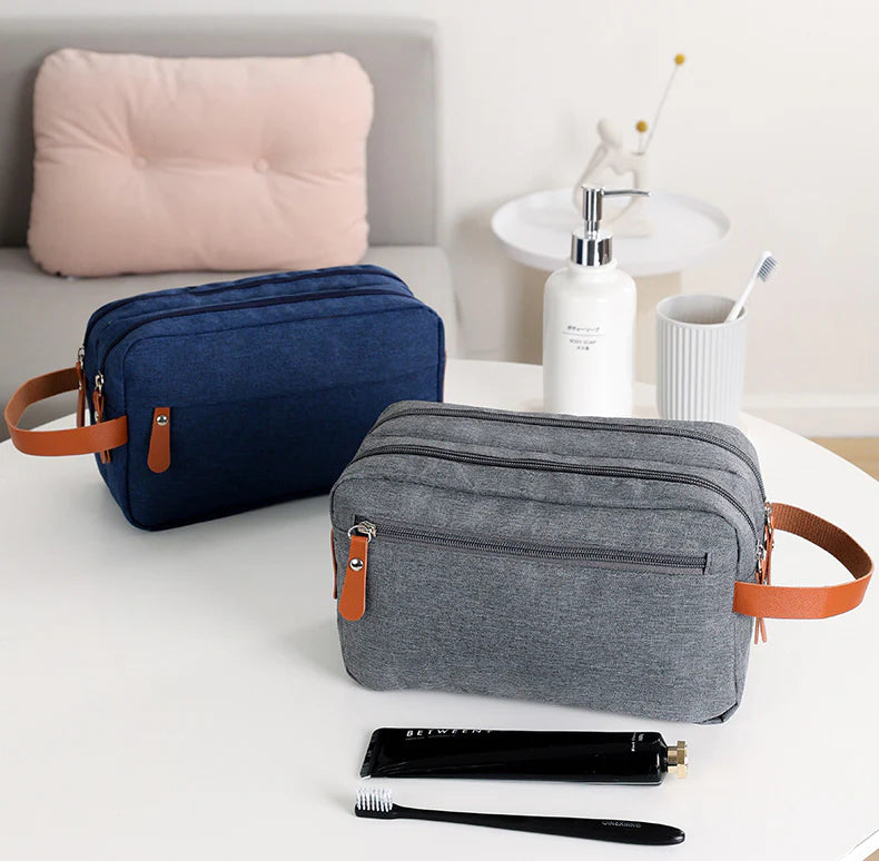 Convenient Toiletry Bag Solid Color Bag Dual Pocket