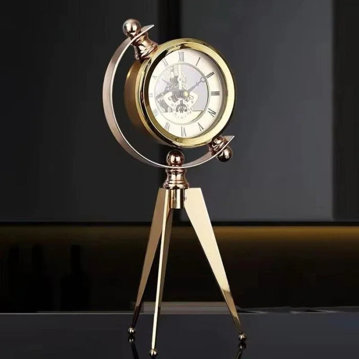 Modern Light Luxury high-Grade Silent Metal Tripod Table Clock