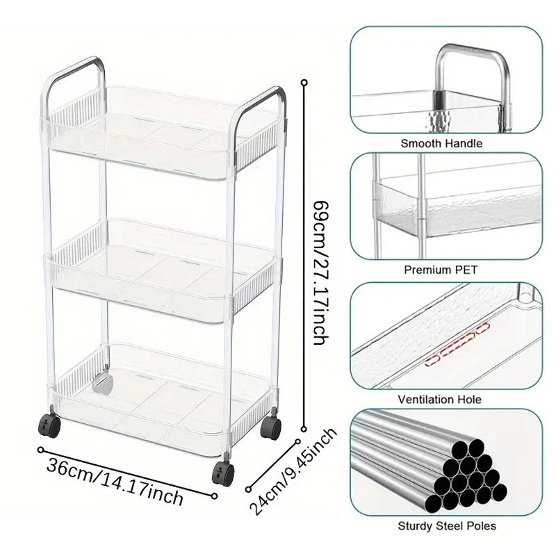 Acrylic Kitchen And Bathroom Storage Trolly