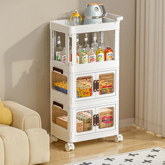 3-Tier Kitchen Trolley with Handles and Locking Wheels