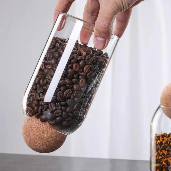 Glass storage Jar with wooden lid