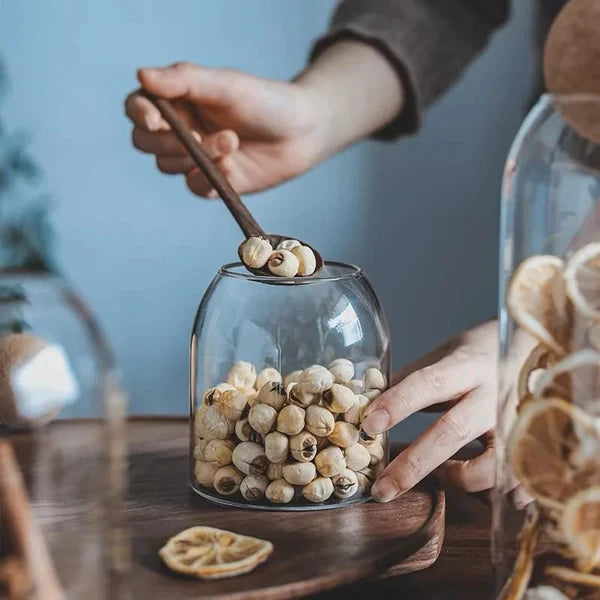 Glass storage Jar with wooden lid