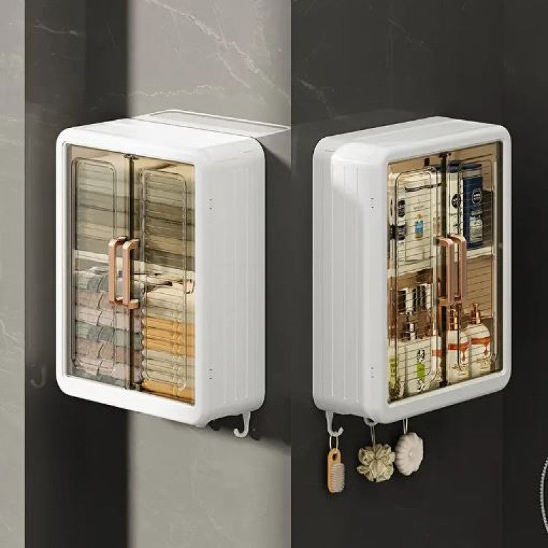 Wall-Mounted Bathroom Storage Cabinet with Magnetic Suction Closure