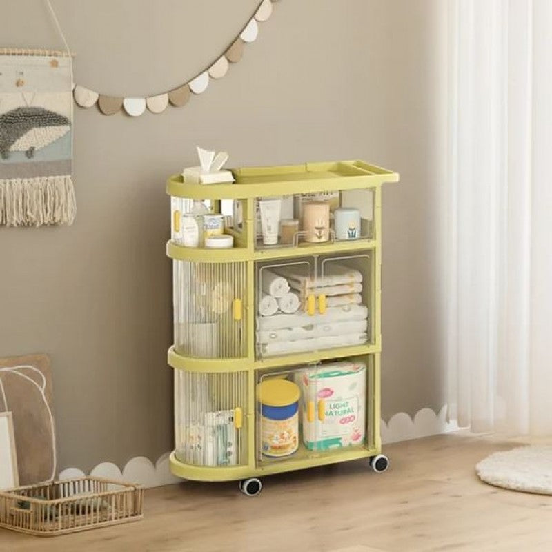 Organizer Cart with 3-Tier Foldable Storage Cabinet