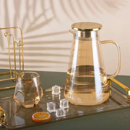 طقم أباريق زجاجية مكون من 6 قطع مقاومة للحرارة من مادة البورسليكات العالية 