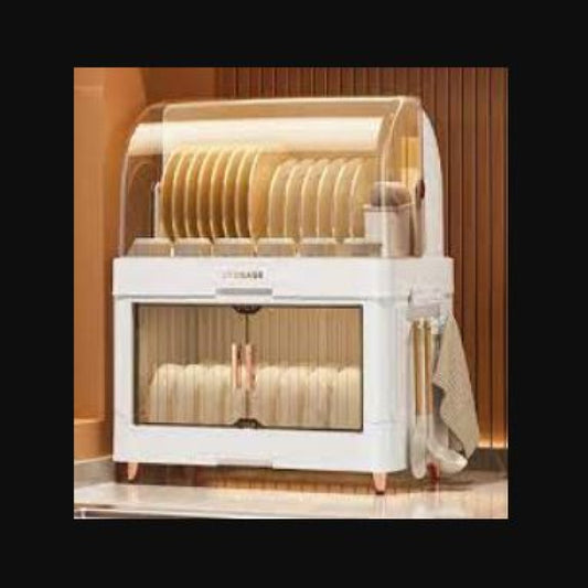 2 Tier Dish Rack with Drainer Dish Rack Organizer Cabinet Kitchen Countertop Plate Organizer Storage Shelf