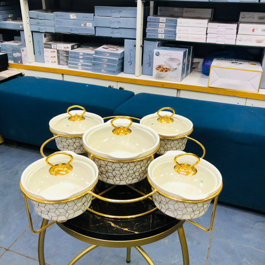 5PCS ROUND CASSEROLES WITH 2c