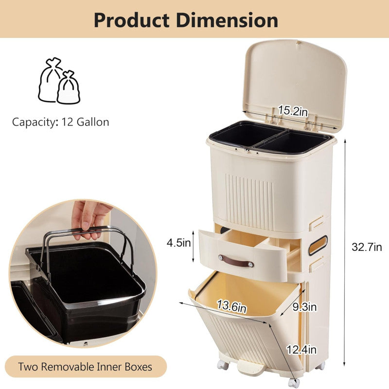 Double-Layer Vertical Trash Bin