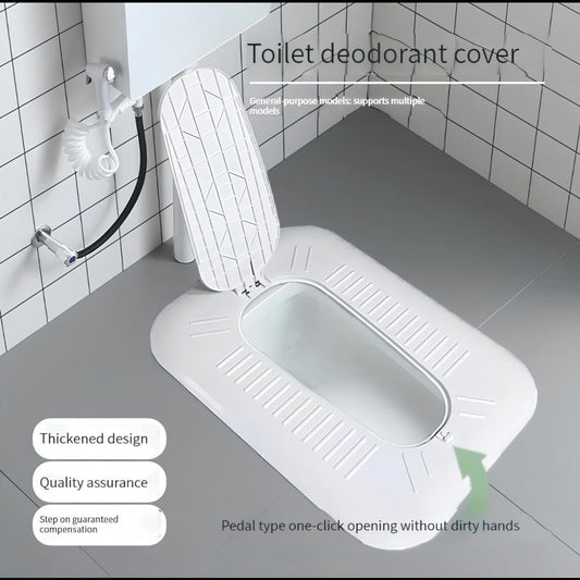 Fully Enclosed Squat Toilet Cover with Foot Step – Odor Stopper and Open Cover Design