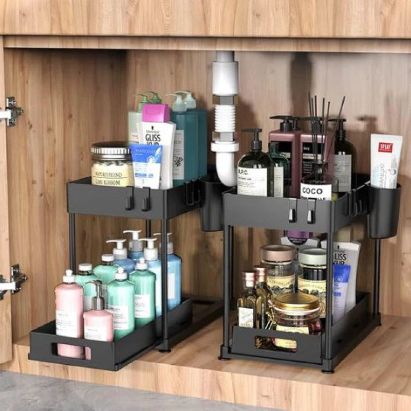 2 Tier Sliding Cabinet Rack
