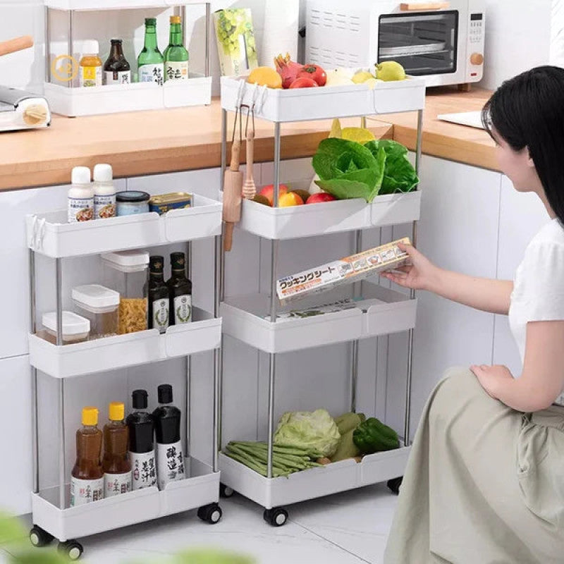 Slim White Four Layer Trolley