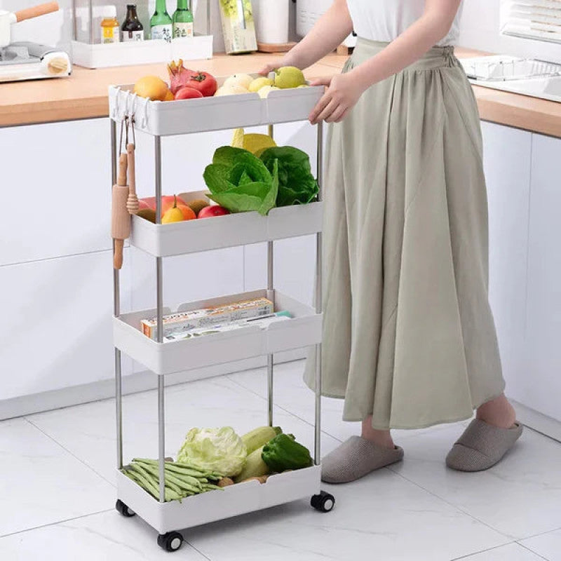 Slim White Four Layer Trolley