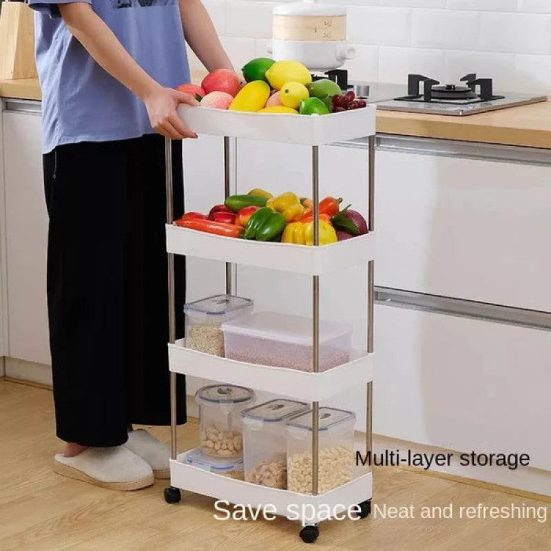 Slim White Four Layer Trolley