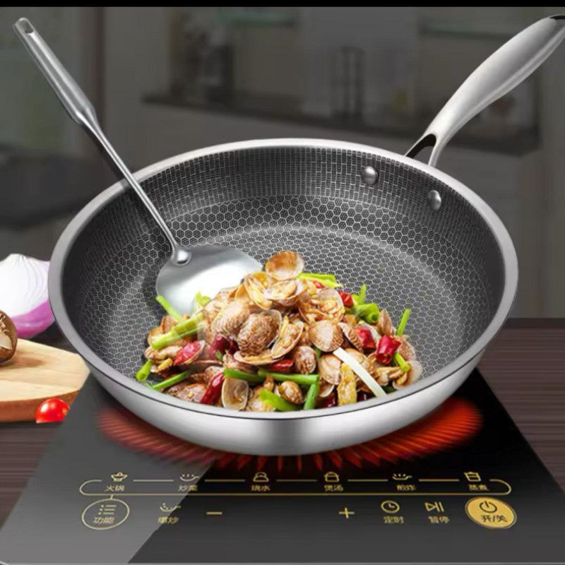 Honeycomb Laser Coated Stainless Steel Frying Pan