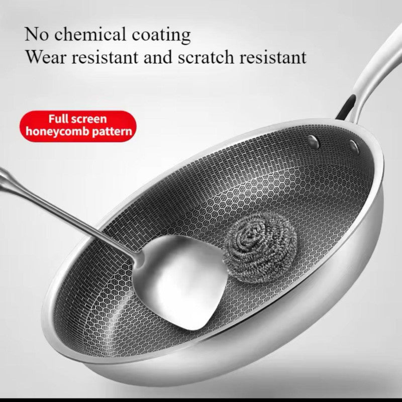 Honeycomb Laser Coated Stainless Steel Frying Pan