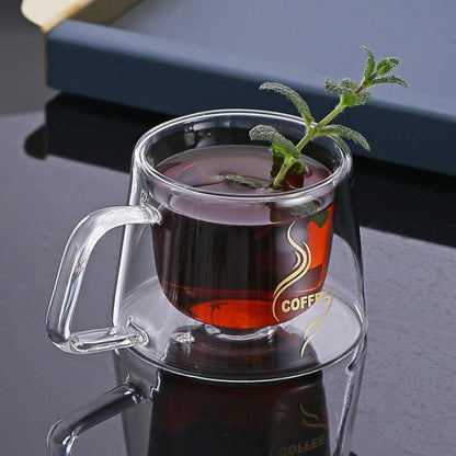 Double Wall Mugs With Handle for Latte Cappuccino Coffee Tea Milk Durable Glass Cups