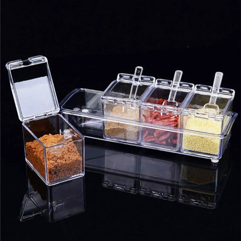 Acrylic 4 Grid Seasoning Box