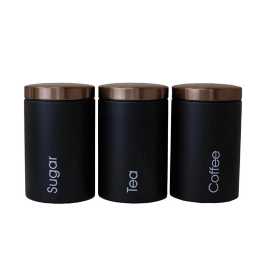Metallic Canister Set With Rose Gold Lid – Elegant Storage Solution | Adornia.pk