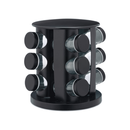 12 Pcs Revolving Spice Rack – Black – Convenient & Stylish Storage | Adornia.pk