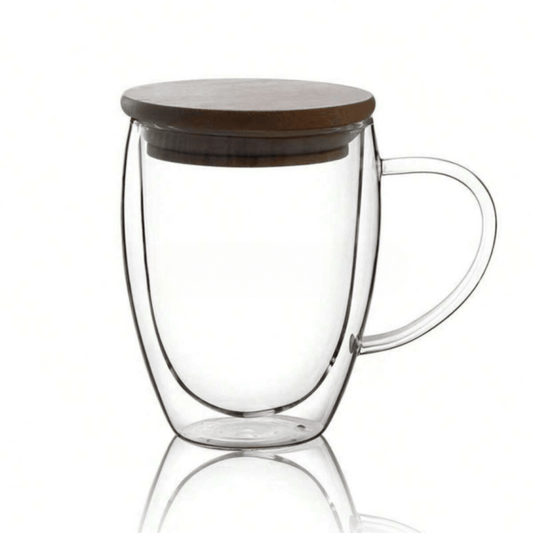 Double-Walled Glass Coffee Cup With Handle – Stylish & Insulated | Adornia.pk