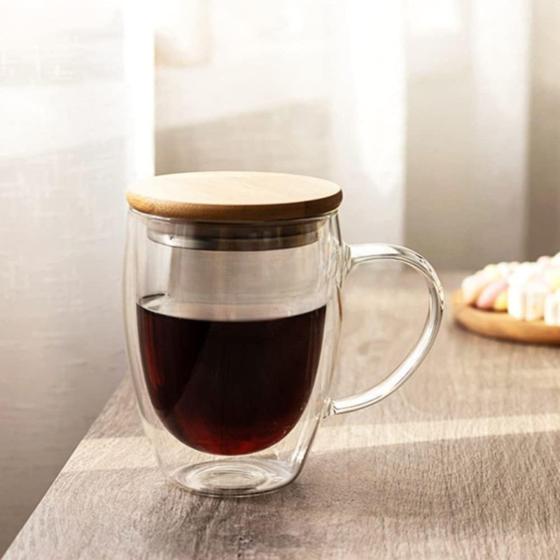 Double-Walled Glass Coffee Cup With Handle – Stylish & Insulated | Adornia.pk
