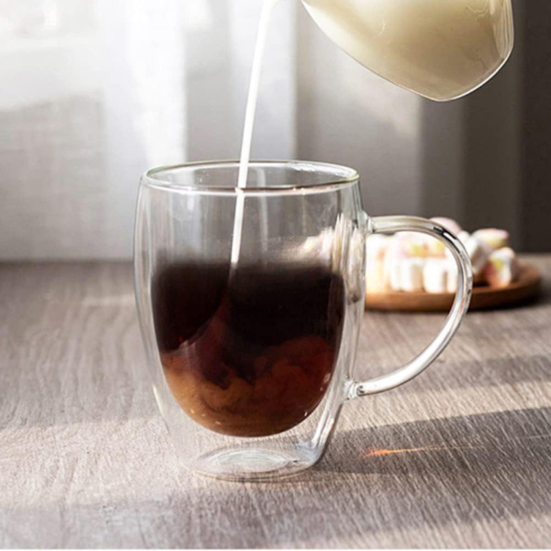 Double-Walled Glass Coffee Cup With Handle – Stylish & Insulated | Adornia.pk