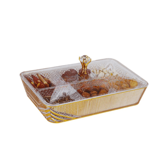 Acrylic Dry Fruit Tray with Lid – Elegant Rectangular Snack Box