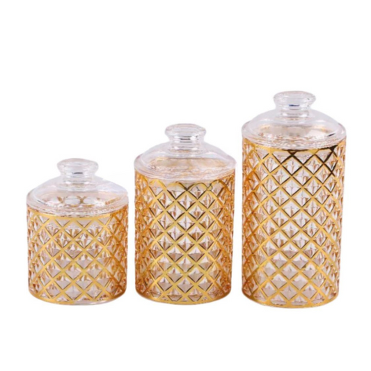 3 Pc Acrylic Jar Set – Diamond Design for Stylish Storage | Adornia.pk
