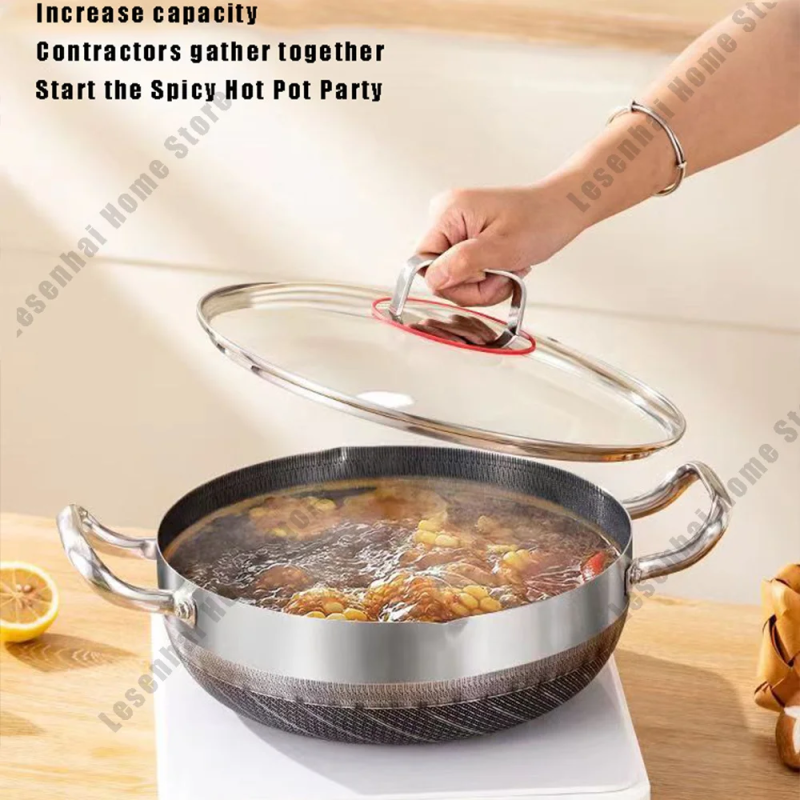 Non-Stick Wok Egg Pan & Stainless Steel Soup Pot Set – Honeycomb Induction & Gas Stove Compatible | Adornia.pk