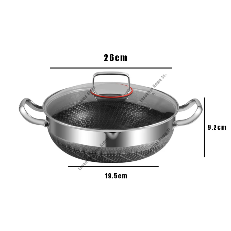 Non-Stick Wok Egg Pan & Stainless Steel Soup Pot Set – Honeycomb Induction & Gas Stove Compatible | Adornia.pk