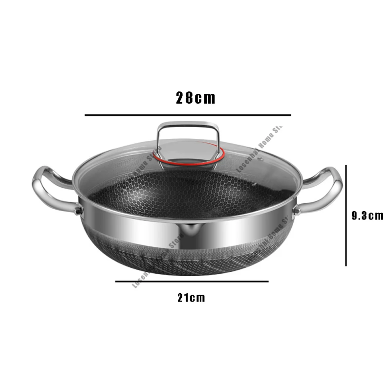 Non-Stick Wok Egg Pan & Stainless Steel Soup Pot Set – Honeycomb Induction & Gas Stove Compatible | Adornia.pk