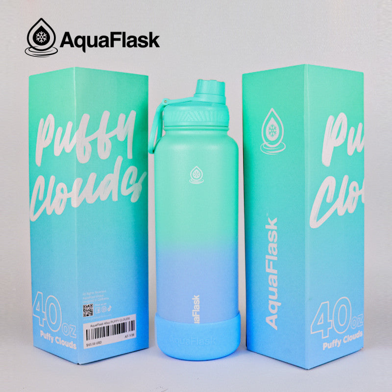 AquaFlask Dream Collection 40oz – Puffy Clouds | Aesthetic Insulated Water Bottle for Everyday Hydration