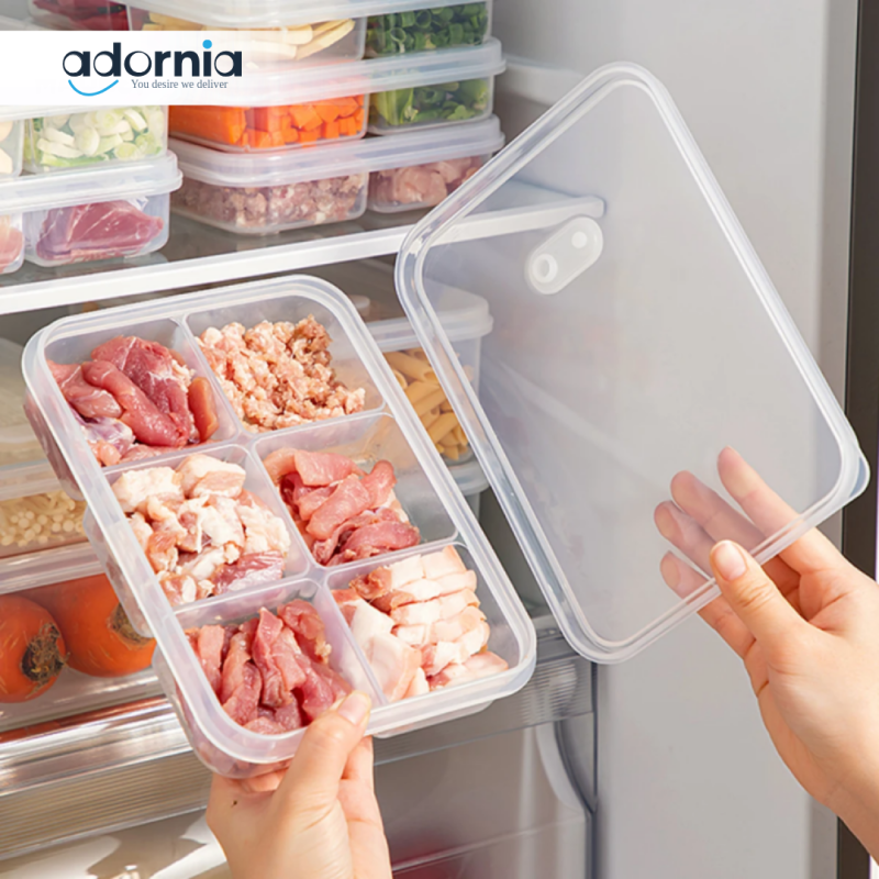 6-Grids Fridge Sealed Fresh-Keeping Box with Lid – Reusable Plastic Food Storage Container