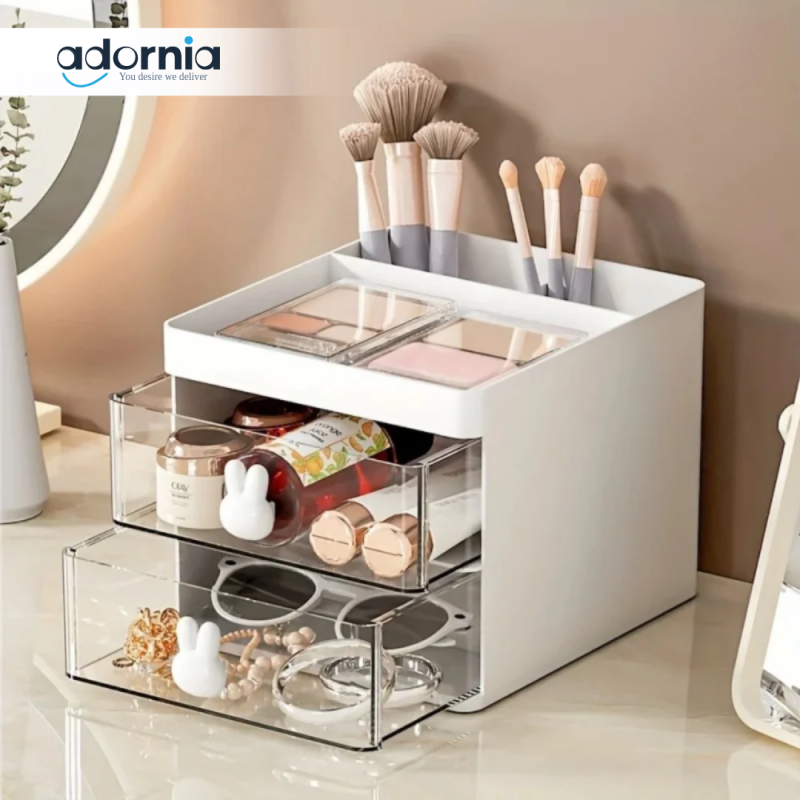 Cartoon Creative Pen Holder Transparent Drawer Storage Box – Large Capacity Desktop Organizer