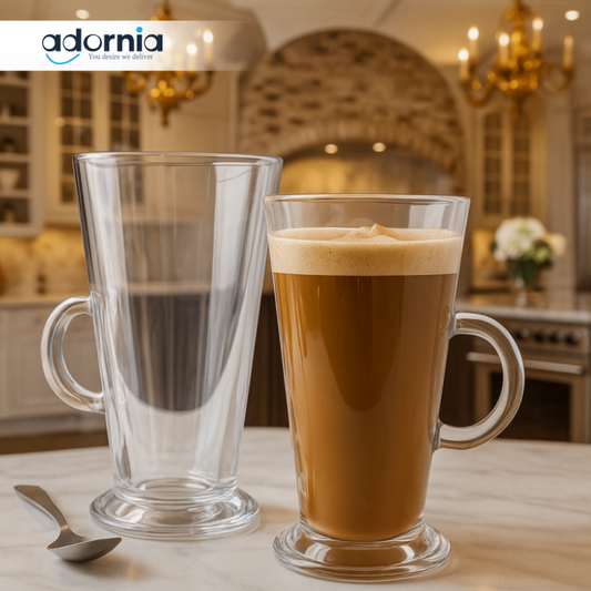 Clear Latte Glass Mug Set – 4-Piece Heat-Resistant Tall Coffee Cups with Handle