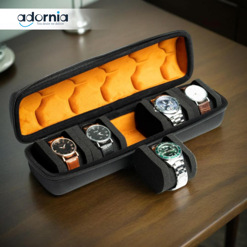 5 SLOT LUXURY MEN'S WATCH BOX – PREMIUM WRISTWATCH STORAGE & TRAVEL CASE