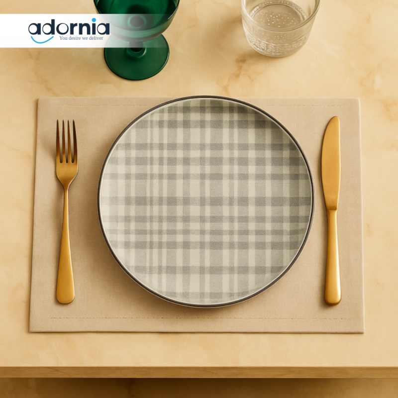 Luxury Plaid Dinner Plate Set – Modern Tabletop Decor for Elegant Dining | Premium Ceramic Plates