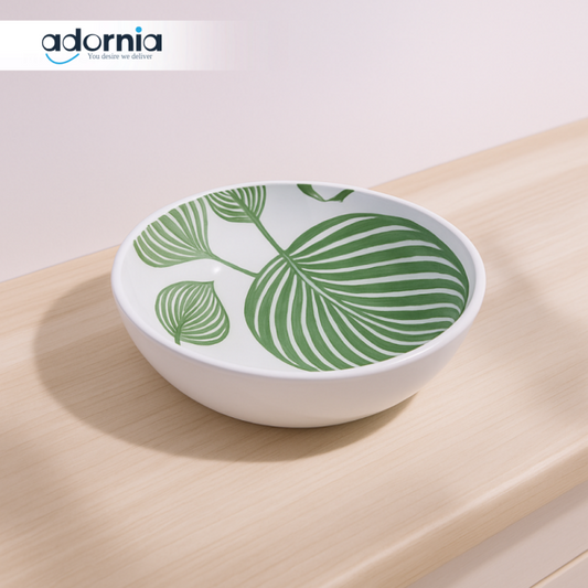 LUXURY CERAMIC DEEP PLATE – TROPICAL LEAF DESIGN | MODERN TABLETOP & KITCHEN DECOR