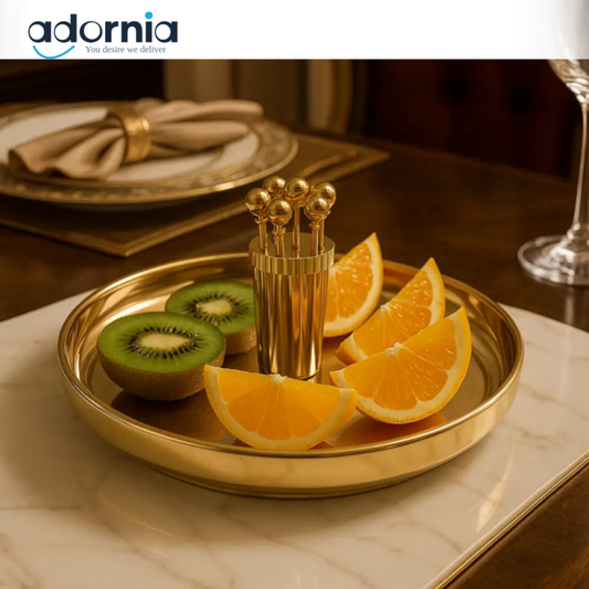LuxeFruit™ Elegant Fruit Display Tray with Pick Fork Set