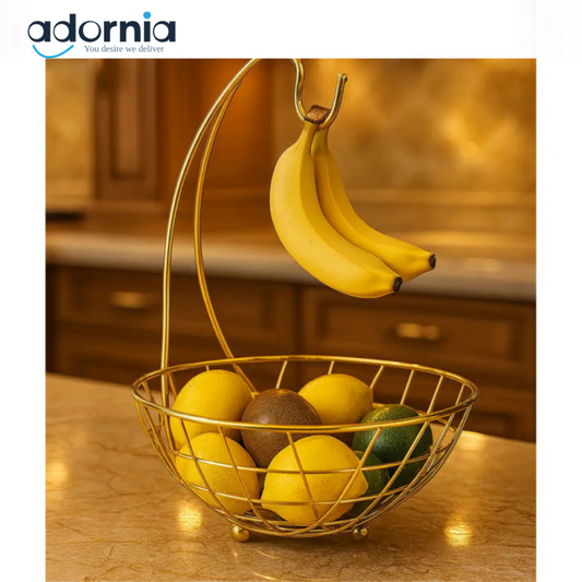 Golden Luxe™ Decorative Fruit Basket – Premium Kitchen Organizer