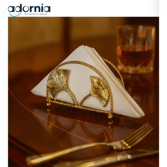Luxury Golden Leaf Napkin Holder – Elegant Dining Table Accessory