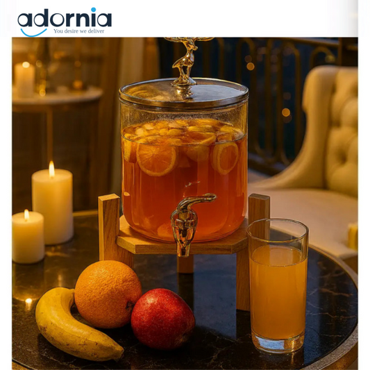 Golden Elk Glass Beverage Dispenser – Luxury Fruit Infuser Jar with Tap