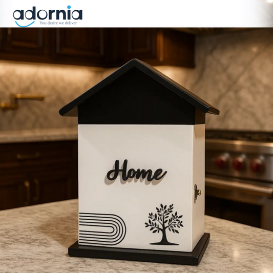 Elegant House-Shaped Wall Key Holder – Decorative Wooden Key Box for Home