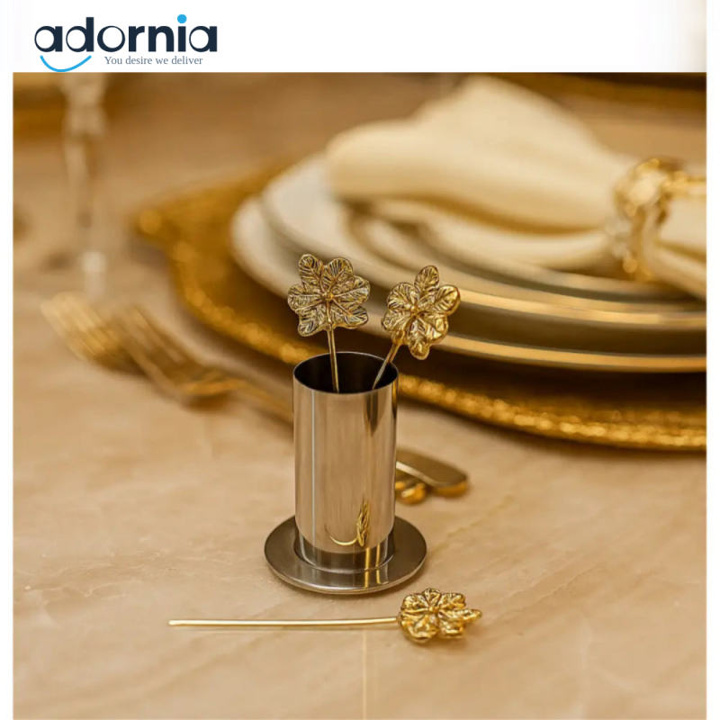 Luxury Gold Leaf Toothpick Holder Set – Elegant Dining Table Accessory
